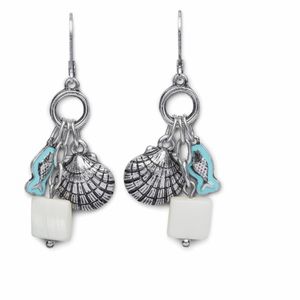 CAbi Silver and White Shell Earrings